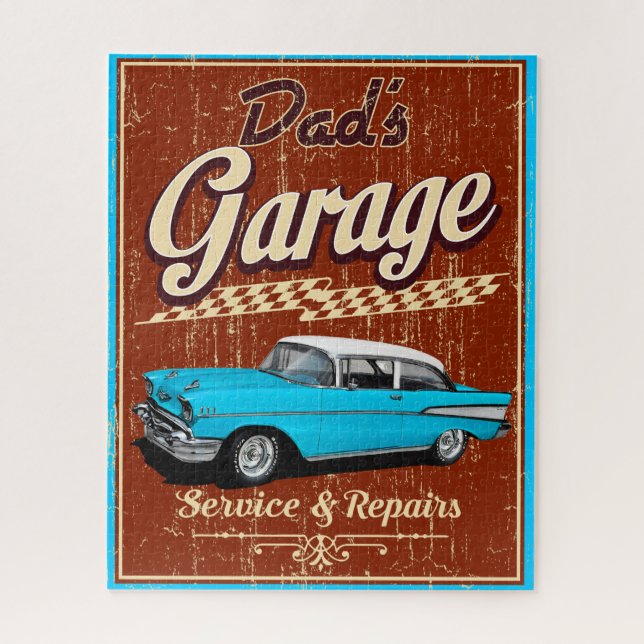 Puzzle Garage Chevy bleu de papa (Vertical)