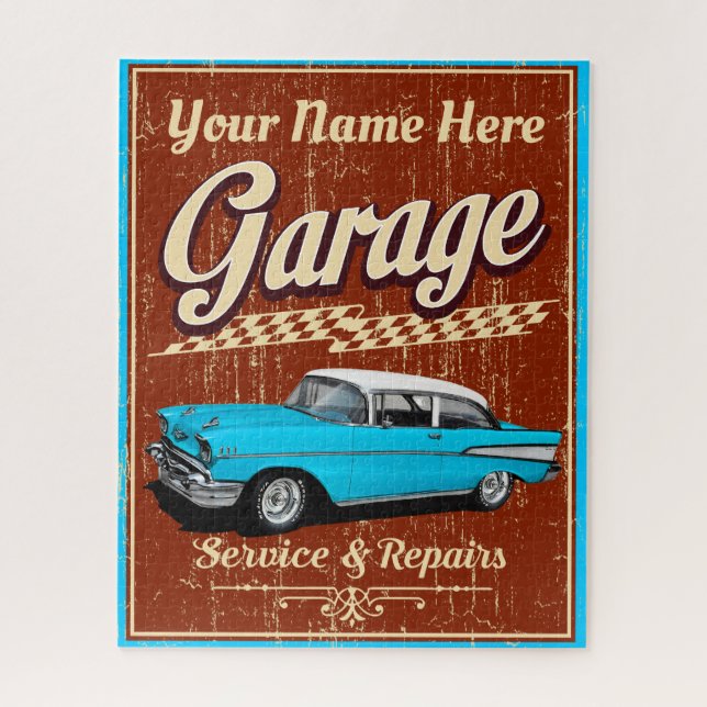 Puzzle Garage classique personnalisé 1957 (Vertical)