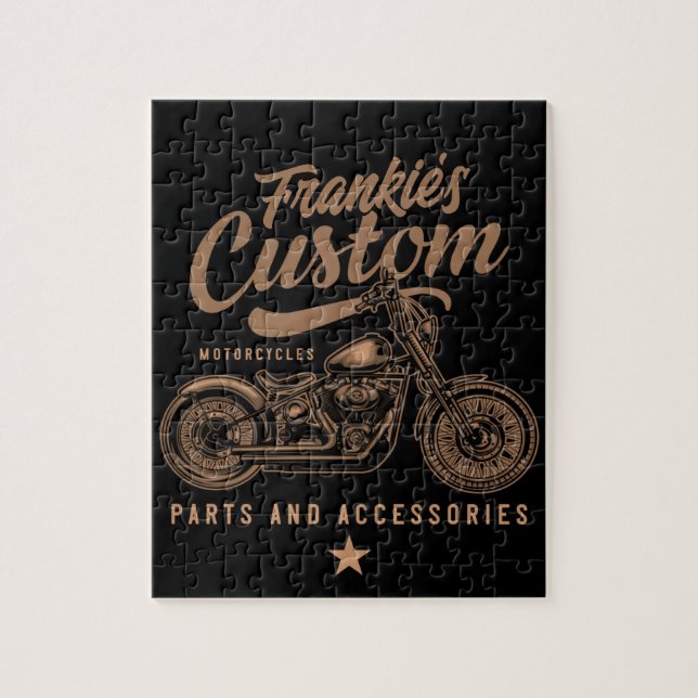 Puzzle Garage de motocyclette Bobber personnalisé (Vertical)