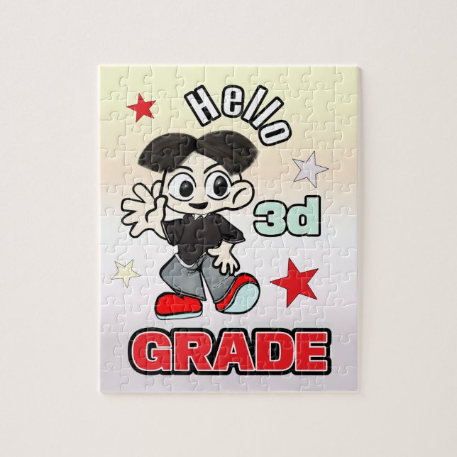 Puzzle Garçon Anime Mignon Bonjour Niveau 3e (Vertical)