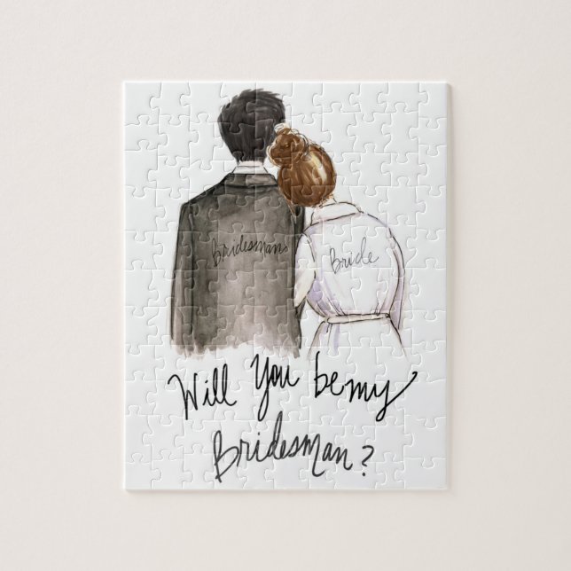 Puzzle Garçon d'honneur ? Homme auburn de cheveux noirs (Vertical)