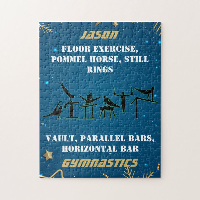 Puzzle Garçons Blue Gold Gymnastique d'hiver Personnalisé (Vertical)