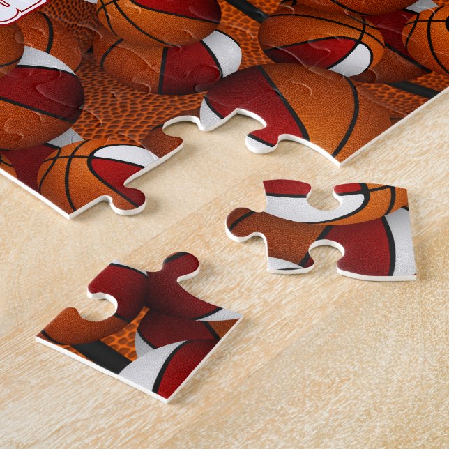 Puzzle garçons filles basketball rouge blanc équipe coule (Côté)