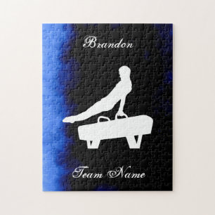 Puzzle Garçons Gymnastique Noir, Bleu, Blanc avec nom d'é