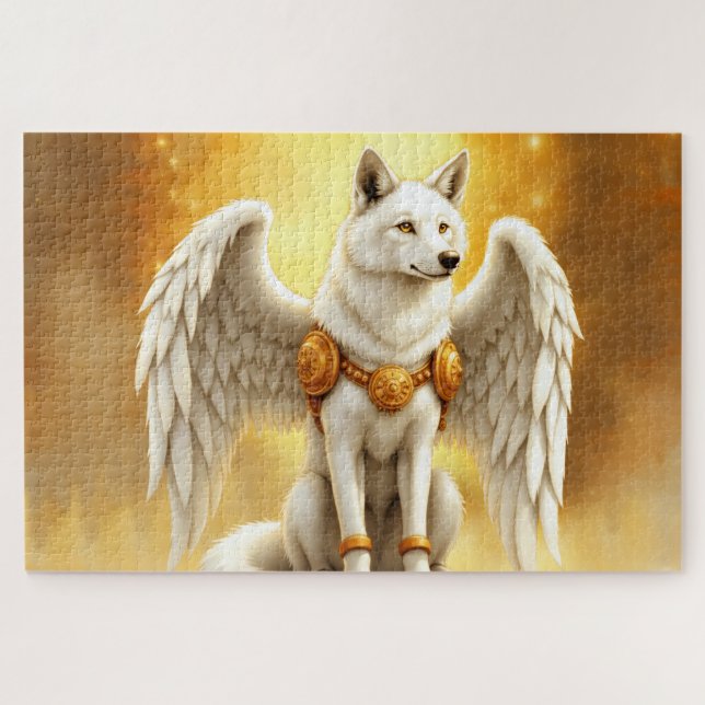 Puzzle Gardien de l'Aube – Le Loup aux Ailes Blanches.  (Horizontal)