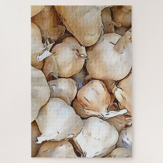 Puzzle Garlic Bulbs Artistic Black Outline Art (Vertical)