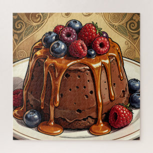 Puzzle Gâteau aux fruits rouges et caramel au chocolat dé