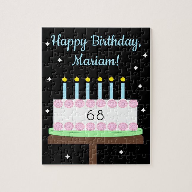 Puzzle Gâteau d'anniversaire doux et vanillé avec des éto (Vertical)