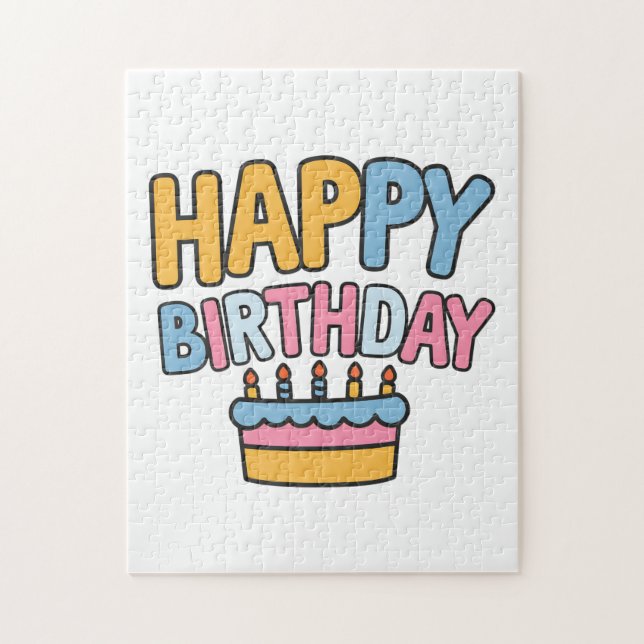 Puzzle Gâteau d'anniversaire joyeux (Vertical)