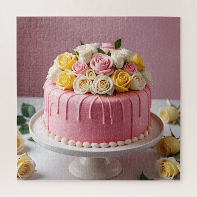 Puzzle Gâteau d'anniversaire rose (Vertical)