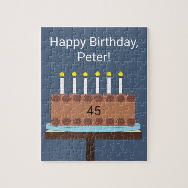 Puzzle Gâteau d'anniversaire sucré au chocolat : gris-ble (Vertical)