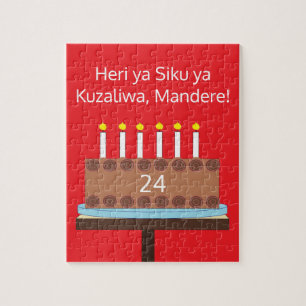 Puzzle Gâteau d'anniversaire sucré au chocolat - Swahili