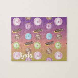 Puzzle Gâteau donut ombré arc-en-ciel aquarelle coloré