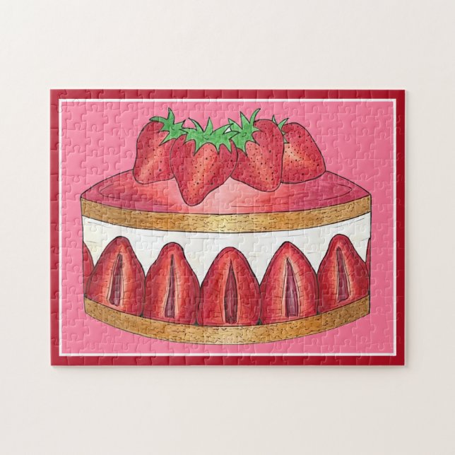 Puzzle Gâteau Fraisier Fraise Rose Chef Pâtissier Françai (Horizontal)