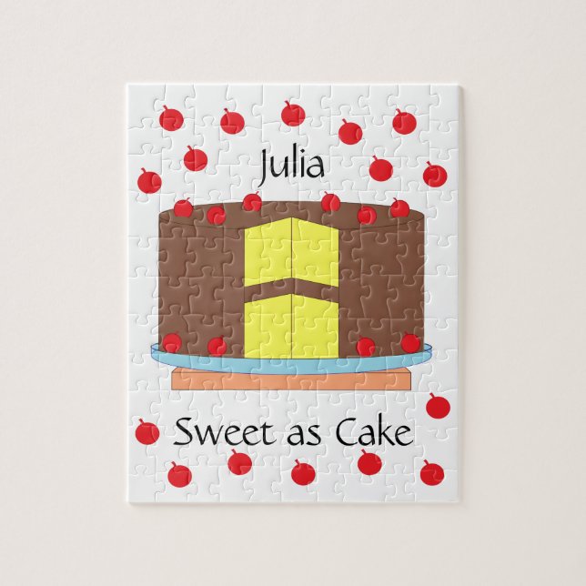 Puzzle Gâteau jaune et cerises : blanc (Vertical)