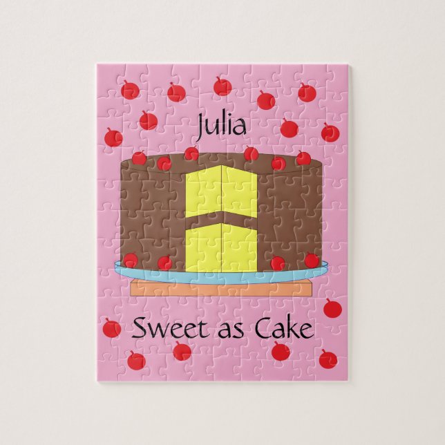 Puzzle Gâteau jaune et cerises : rose (Vertical)