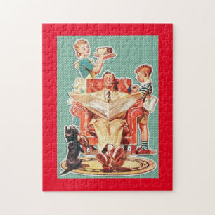 Puzzle gâteau vintage de la famille nucléaire des années