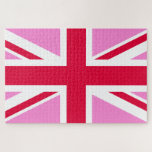 Puzzle GAY PRIDE britannique (Union Jack rose) (Drapeau b<br><div class="desc">Cette conception présente une version de l'Union Jack,  le drapeau national du Royaume-Uni,  en rose,  pour le soutien de l'express au Gay pride. Il est parfois surnommé le "Jack rose".</div>