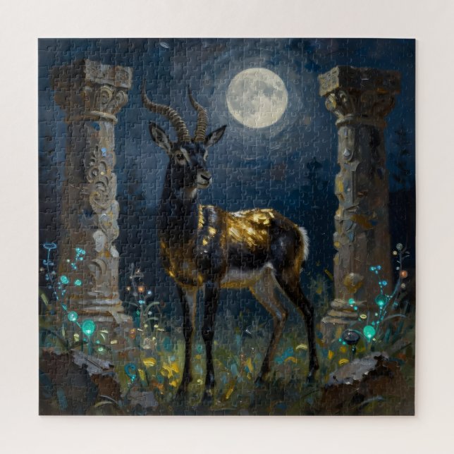 Puzzle Gazelle noire et dorée | Illustration de la faune (Vertical)
