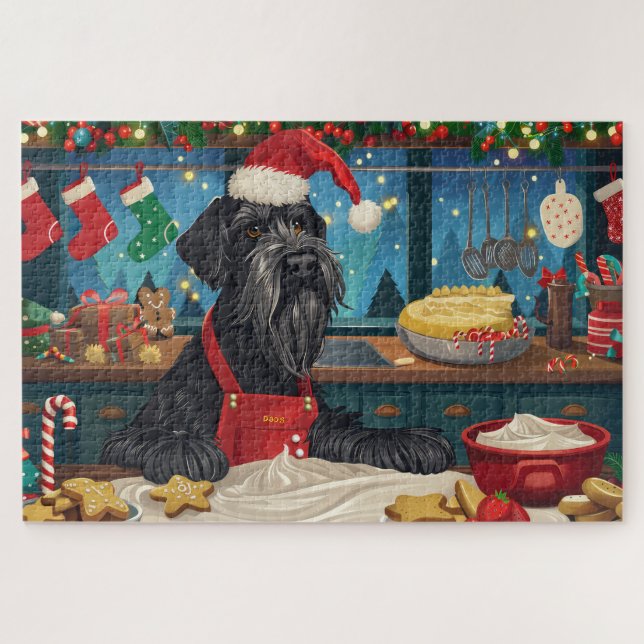 Puzzle Géant Schnauzer Gourmande : Noël Festif (Horizontal)