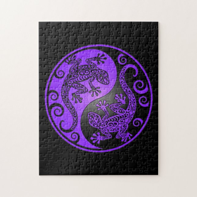 Puzzle Geckos pourpres et noirs de Yin Yang (Vertical)