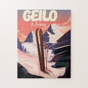 Puzzle Geilo Norvège belle affiche de ski.