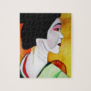 Puzzle Geisha japonais avec kimono vert art original