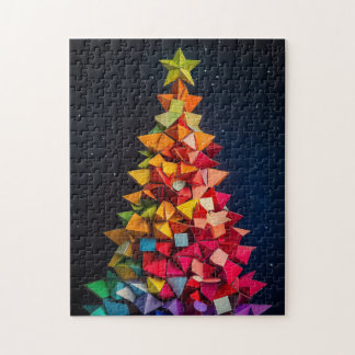Puzzle Geometric rainbow Christmas tree