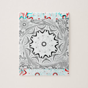 Puzzle Géométrie en cyan rose africain