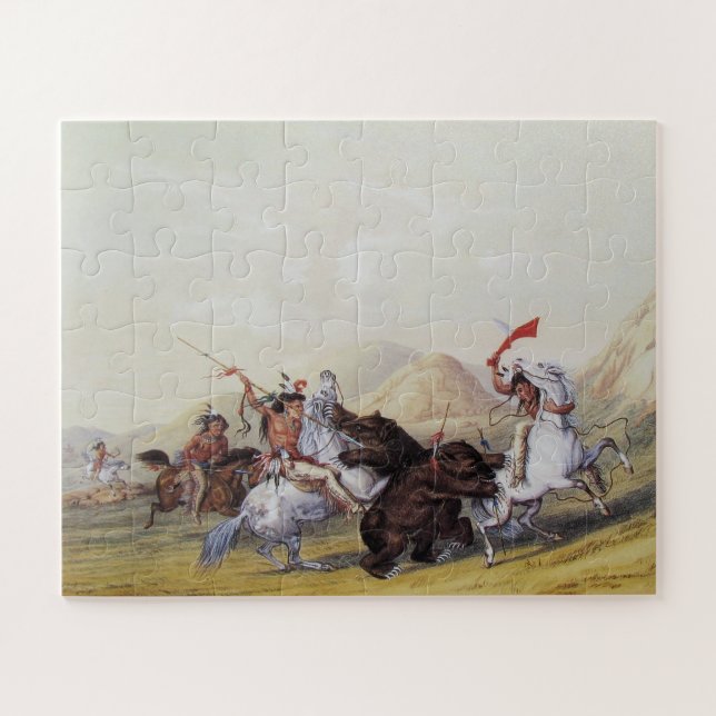 Puzzle George Catlin Attaquant l'ours grizzly 1844 (Horizontal)