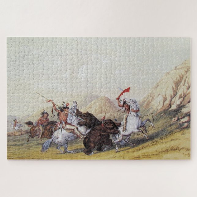 Puzzle George Catlin Attaquant l'Ours Grizzly 1844 (Horizontal)