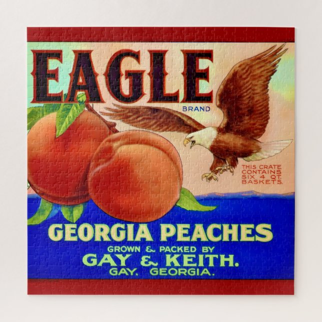 Puzzle Georgia Peach Étiquette 20x20 (Vertical)