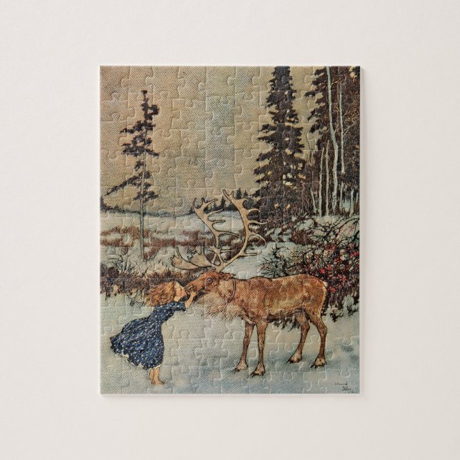 Puzzle Gerda and the Reindeer by Dulac Vintage (Vertical)