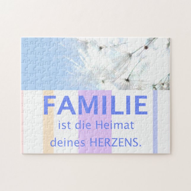 Puzzle German Quote About Family Dandelion Seed Blowball (Horizontal)