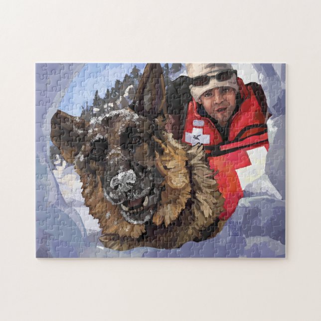 Puzzle German Shepard Search and Rescue in the Snow (Horizontal)