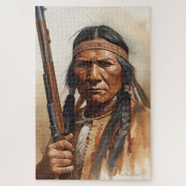 Puzzle Geronimo Indian Chief Warrior Portrait (Vertical)