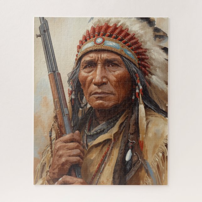 Puzzle Geronimo Indian Chief Warrior Portrait (Vertical)