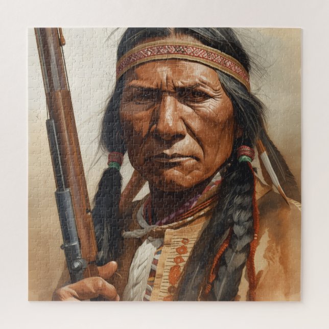 Puzzle Geronimo Indian Chief Warrior Portrait (Vertical)