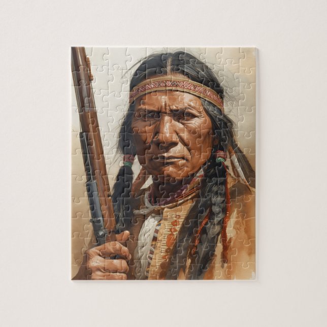 Puzzle Geronimo Indian Chief Warrior Portrait (Vertical)