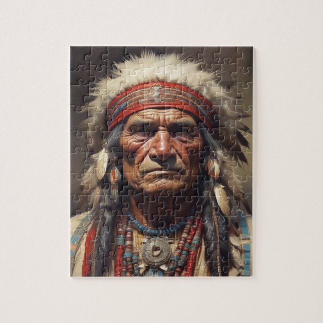 Puzzle Geronimo Portrait du chef guerrier indien (Vertical)