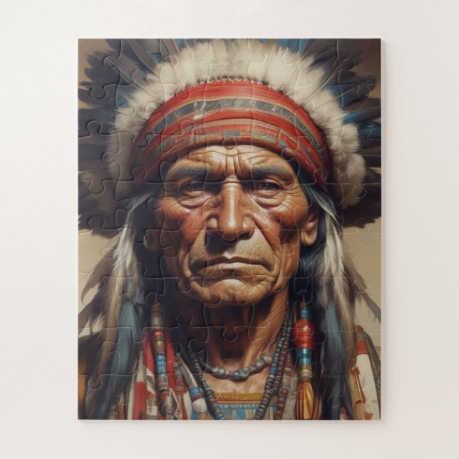 Puzzle Geronimo Portrait du chef guerrier indien (Vertical)