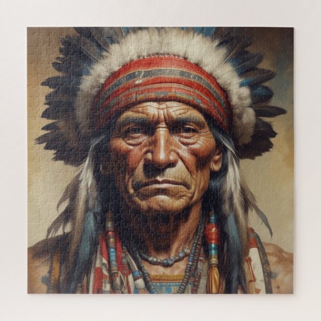 Puzzle Geronimo Portrait du chef guerrier indien (Vertical)