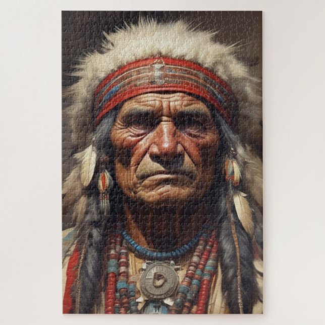Puzzle Geronimo Portrait du chef guerrier indien (Vertical)