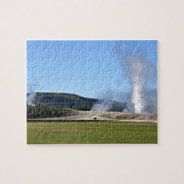 Puzzle Geyser Deep Blue et bison à Yellowstone (Horizontal)