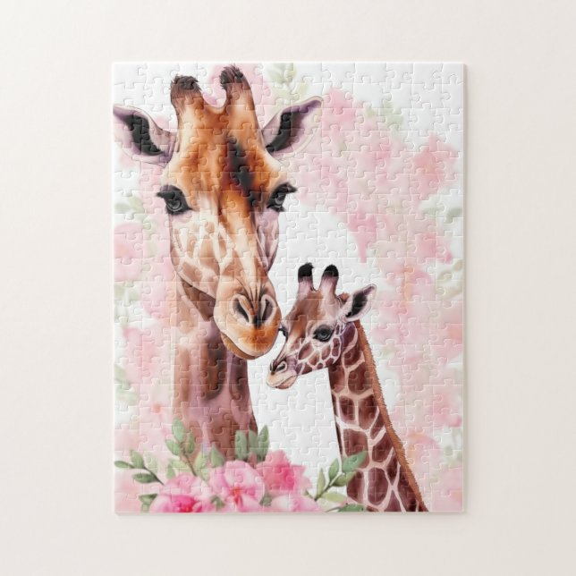 Puzzle Ggirafe mignonne maman et bébé (Vertical)