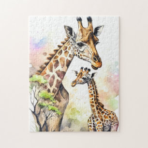 Puzzle Ggirafe mignonne maman et bébé