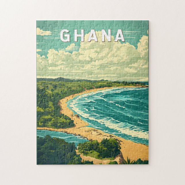 Puzzle Ghana Illustration Travel Art Vintage (Vertical)