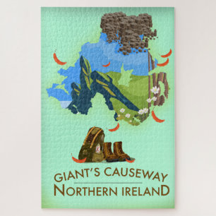 Puzzle Giants Causeway Northern Ireland Map Travel poster