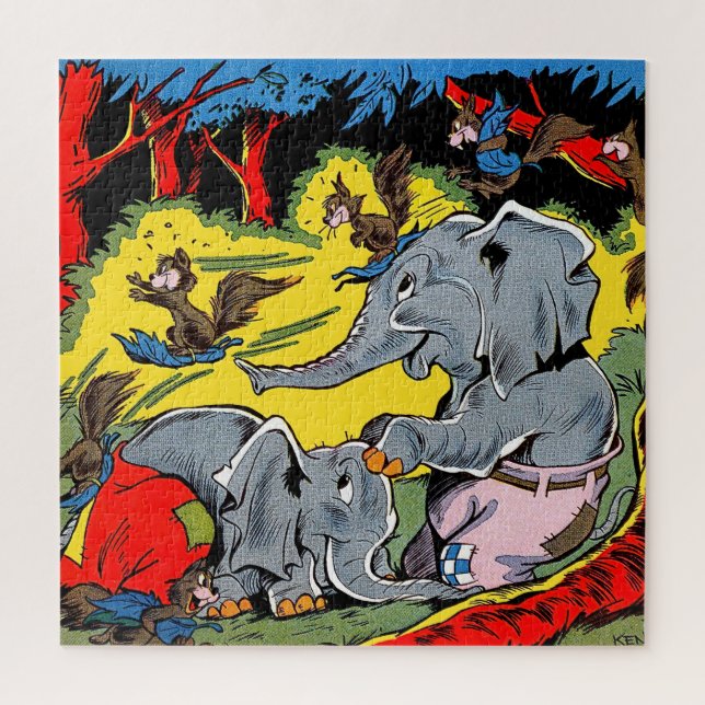 Puzzle Giggle Eléphant Animaux Comics Vintages (Vertical)