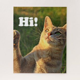 Puzzle Ginger Cat Dit Bonjour !